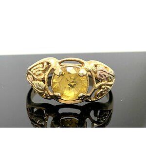 Yellow Gemstone Cocktail Ring 10k Yellow Gold Women's Estate Jewelry Size 7.25